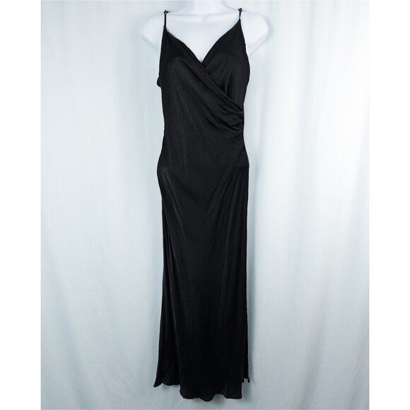 If By Sea Satin Sleeveless Midi Slip Dress Size Large Black Y2K Fairy Grunge - Picture 1 of 16